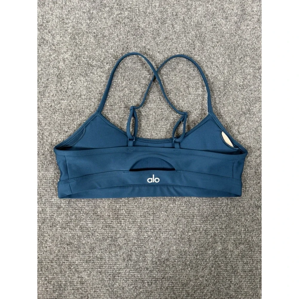 Alo Yoga Airlift Intrigue Bra Women's Small Eclipse Blue Strappy Sports Bra Rare